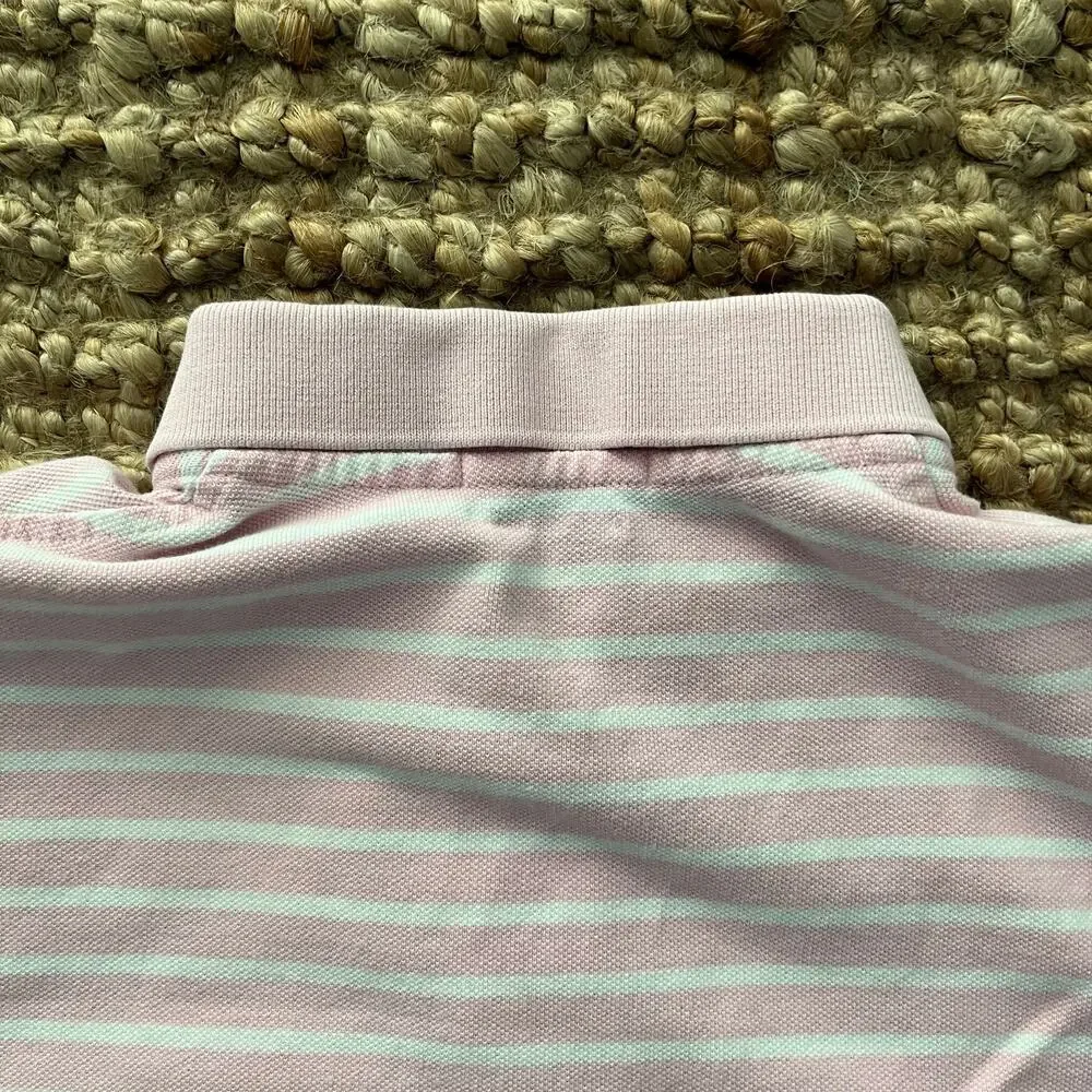Polo Ralph Lauren Men’s L Custom Fit Pink White Stripe Cotton Polo Shirt Pony